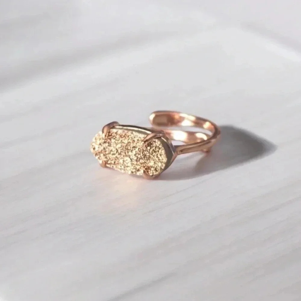 Rose Gold Druzy Agate Ring